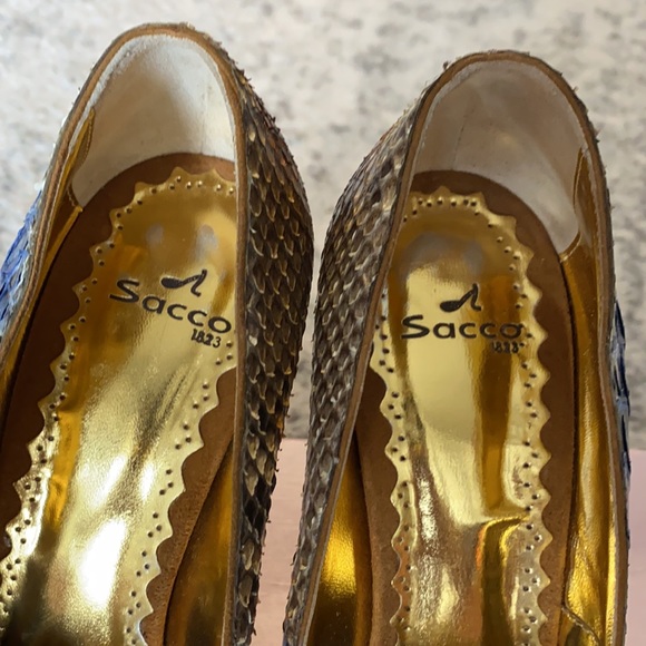 Rare SACCO Francesco Sacco Snakeskin Snake Python Metal Heel Pumps, 40/ 8.5US - Picture 4 of 11